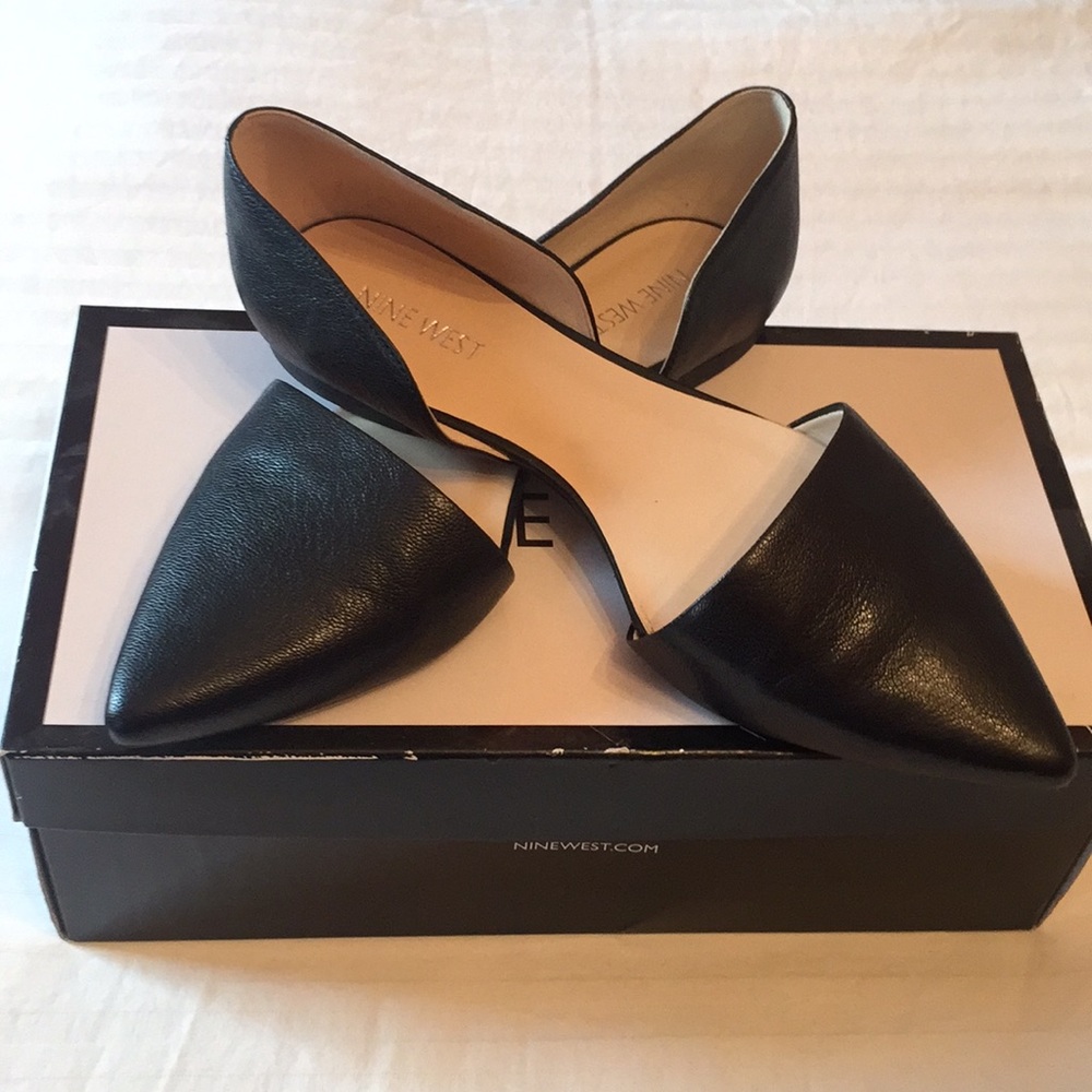 Nine West Black Leather “Deputy” Flats